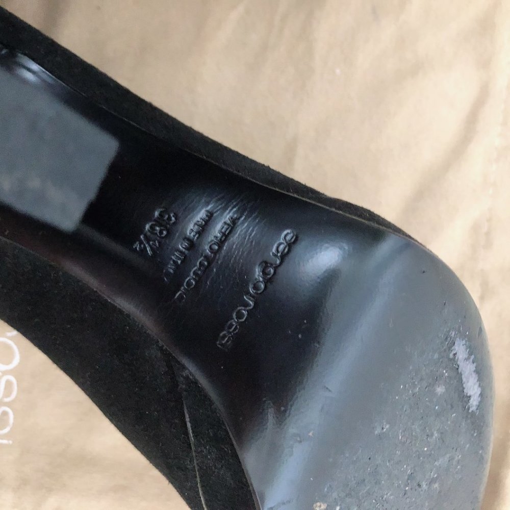 SERGIO ROSSI Black Suede Patent Leather Pumps 38.5 - Picture 10 of 12